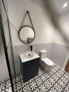 Bathroom mirror and sink