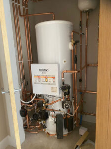 Mitsubishi Ecodan Air Source heat pump and unvented cylinder system