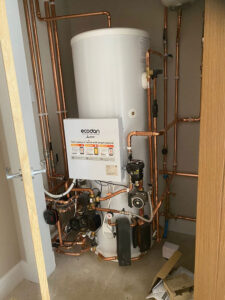 Mitsubishi Ecodan Air Source heat pump and unvented cylinder system