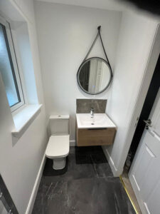 Bathroom toilet and sink
